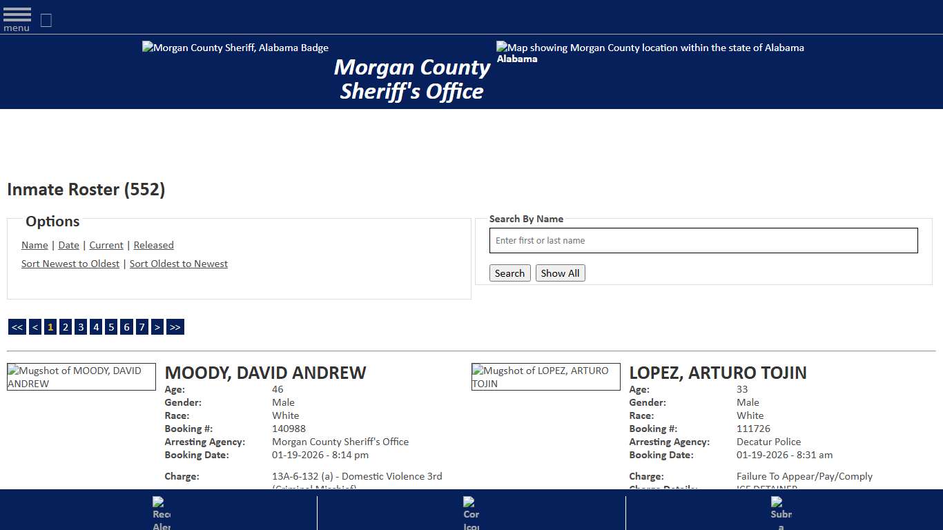 Inmate Roster - Current Inmates Booking Date Descending - Morgan County Sheriff, Alabama