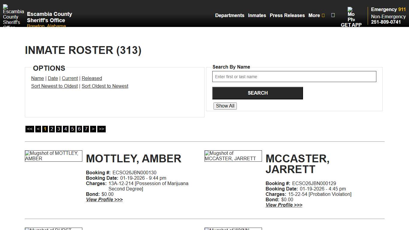 Inmate Roster - Current Inmates Booking Date Descending - Escambia County Sheriff, AL