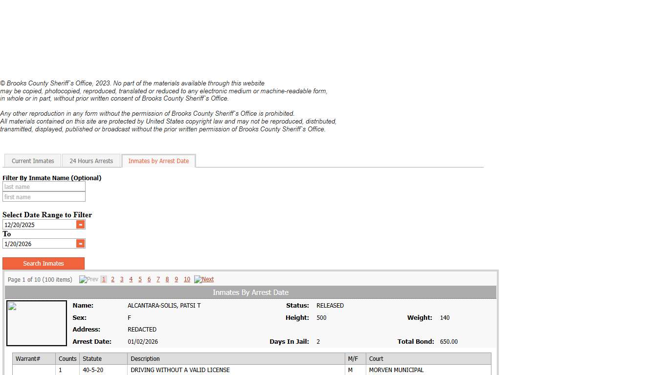 Inmates by Arrest Date