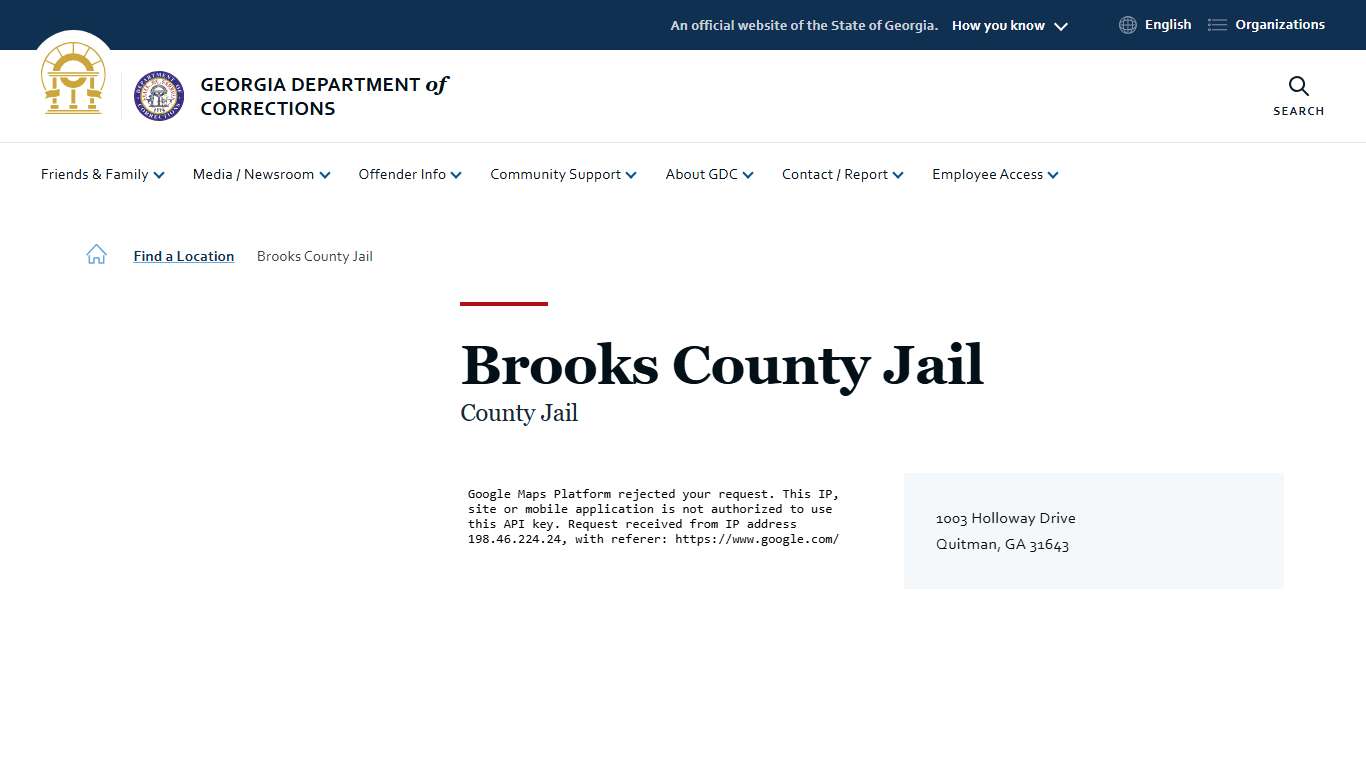 Brooks County Jail | Georgia Department of Corrections